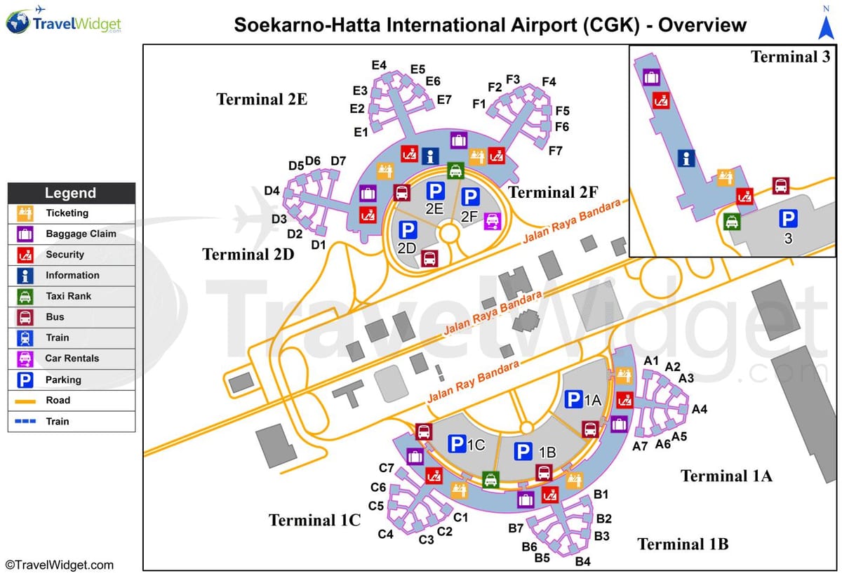 Soekarno Hatta terminal zračne luke karti